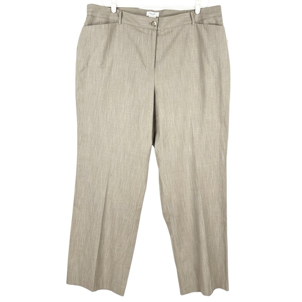 Kate Hill Women's Essential Brown Dress Pants Plus Sz 20W Straight Wide-Leg NWT